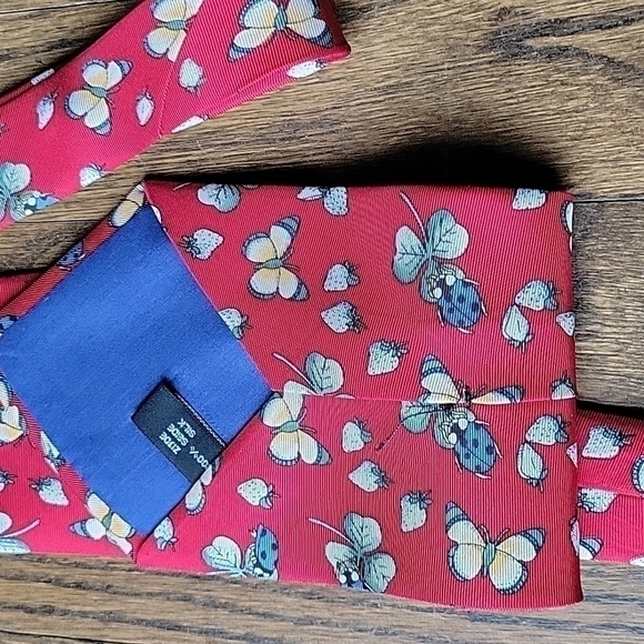 Leidenfalter 100% silk Repp berry lady bug clover blue red unisex necktie - Picture 12 of 12